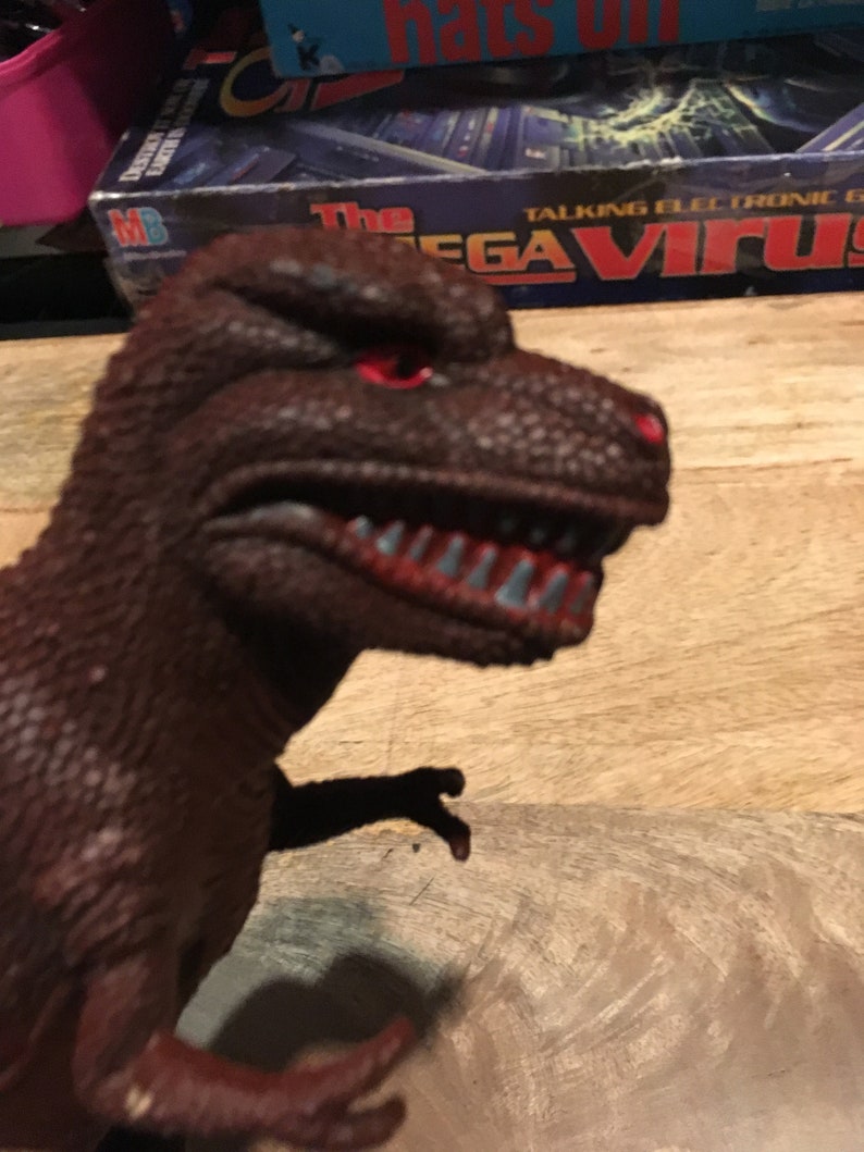 Vintage 90/'s Red and Brown T-Rex Tyrannosaurus Rex 90/'s Awesome Nostalgia Made in China Dinosaur Figure Cake Topper