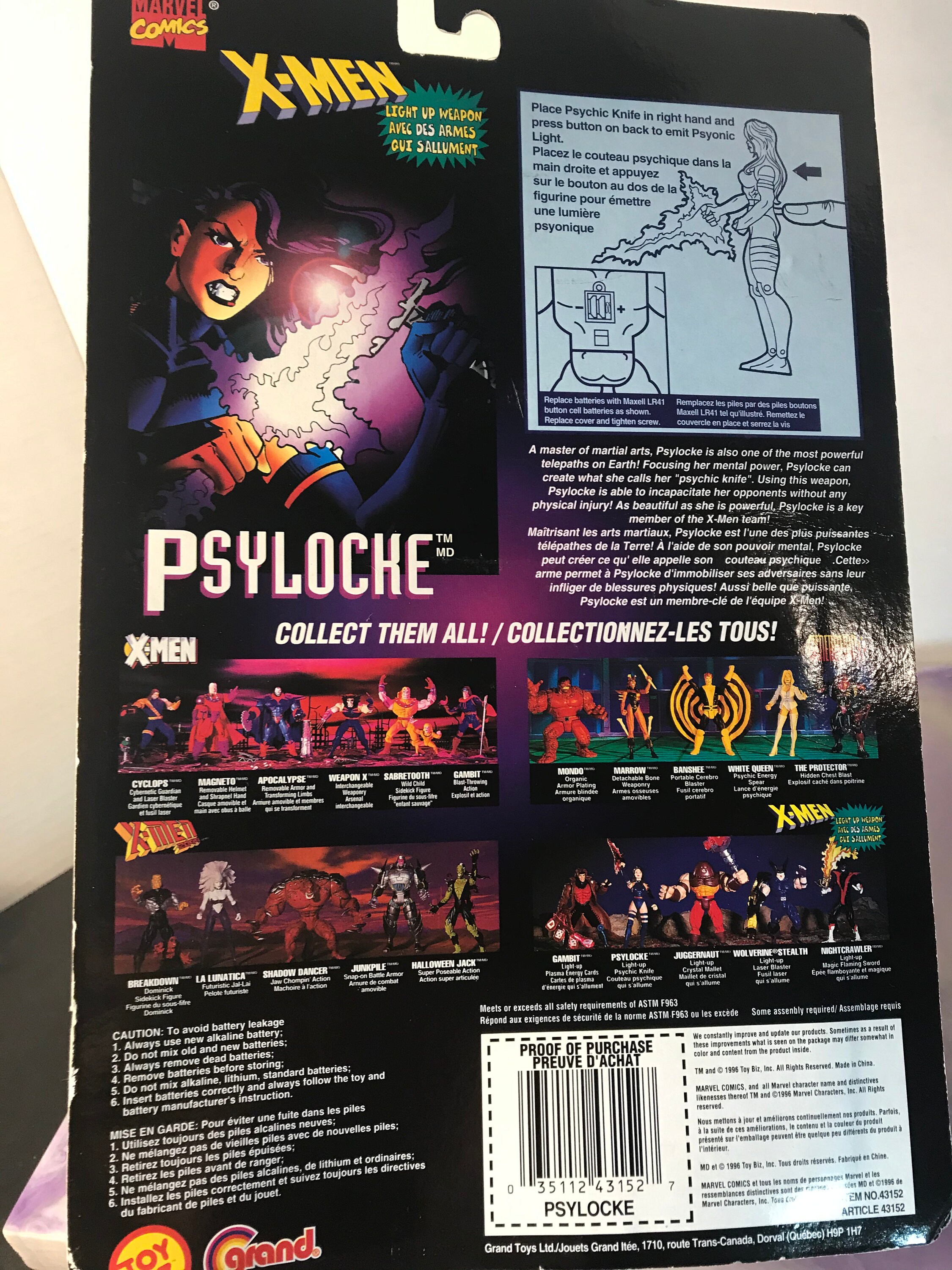 Vintage Marvel- X-men Classics - PSYLOCKE (toybiz 1996) Marvel