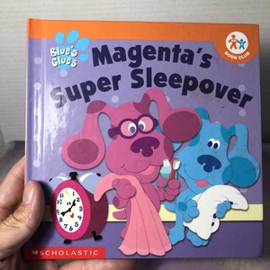 Vintage BLUES CLUES Hardcover Kids Book - Magenta&#39;s Super Sleepover   - Rare Nick Jr Nostalgia Awesome Shape
