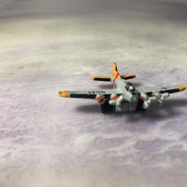 Vintage Micro Machines Tiny Toy Grey Plane (Broken Propeller)  - Galoob 90's Micro Machine Nostalgia