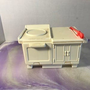 Vintage Fisher Price Dollhouse Styled KPT Toys  - White Kitchen Cabinet - Vintage Fisher Price Loving Family Styled Toy