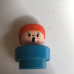 Vintage 1990s Fisher Price Little People Chubby Figure - Boy Red Hair Surprised Face, 90&#39;s Little People Vehicle!