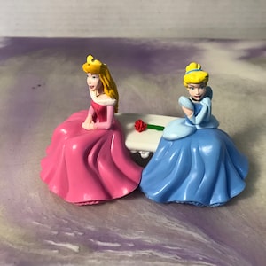 Vintage Disney Princesses on Bench Figures Cinderella and Aurora PVC Cake Topper Statue Rare Vintage Toy! Fun Vintage Toy!