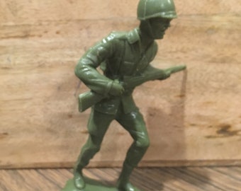 Vintage Louis Marx 6" Army Man World War Styled Plastic Toy Figure Plastimarx Soldier - Super Cool Figure / Cake Topper Made in Mexico