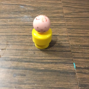 Vintage Fisher Price Little People Figure 1960&#39;s 70&#39;s Fisher Price Boy Yellow Outfit Little People Figure