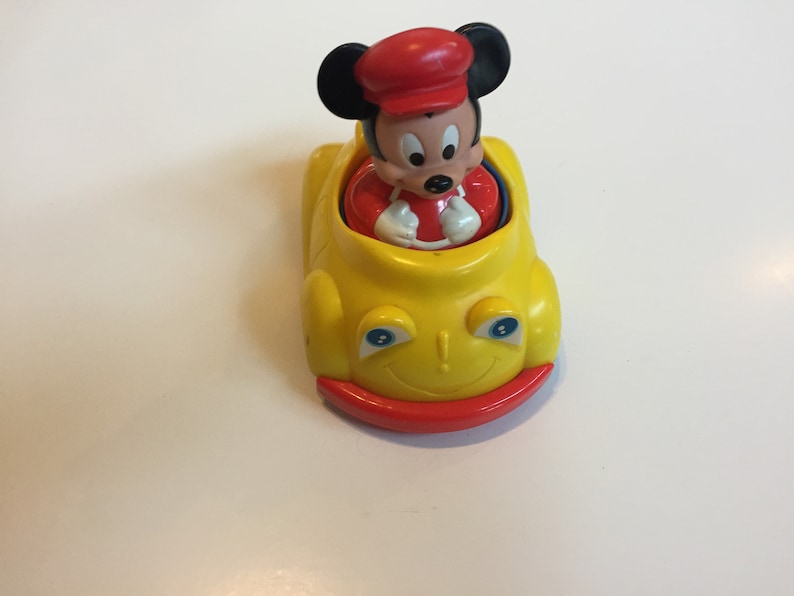 Vintage Roly Poly Mickey Mouse With Car Rare Vintage Disney | Etsy