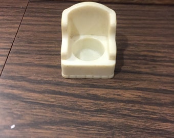 Vintage 1960's 70's Used Fisher Price Little People White Recliner Chair - Vintage Little People Family Accessory