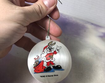 Vintage jaren 90 Bugs Bunny - Looney Tunes kerstbolornament - geweldig WB Looney Tunes-kerstitem uit de jaren 90