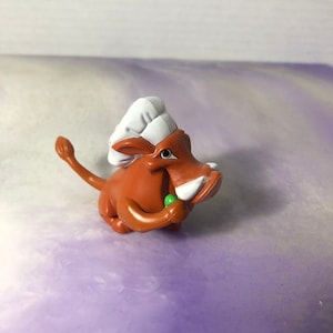 Vintage Lion King Figure Pumba with Moving Tail and Chefs Hat ! Disney Lion King Cake Topper PVC Figure!