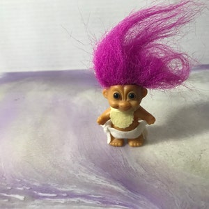Baby Troll  - Russ Troll Doll - Purple Hair - Rare Vintage 90&#39;s Troll Doll Baby Outfit Troll Lot 2