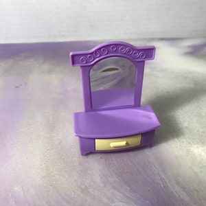 Vintage 1990&#39;s Used Fisher Price  Styled Dollhouse Purple Vanity - Vintage Made in China Dollhouse Styled Accessory