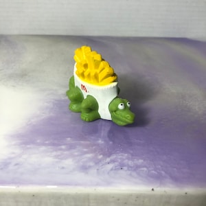 Vintage 1990&#39;s Mcdonalds PVC Fry Dinosaur Cake Topper Toy Rare Fun Collectible Toy, Mcdonalds Food Nostalgia