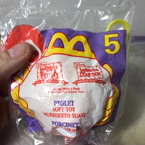NEW Vintage Winnie the Pooh - 1999 Mcdonalds  Mini Plush Bear Keychain - PIGLET  - Rare Vintage Stuffed Animal