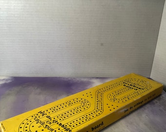 Vintage Brand New  Track Cribbage Board - With Box and Pegs - 70's Cribbage Board - Board Game Fun