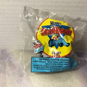 Vintage 90s Wendy&#39;s On Wheels Pull Back Action Toy Car Rare Fun Collectible Toy, Nostalgia Vintage Wendy&#39;s Toy