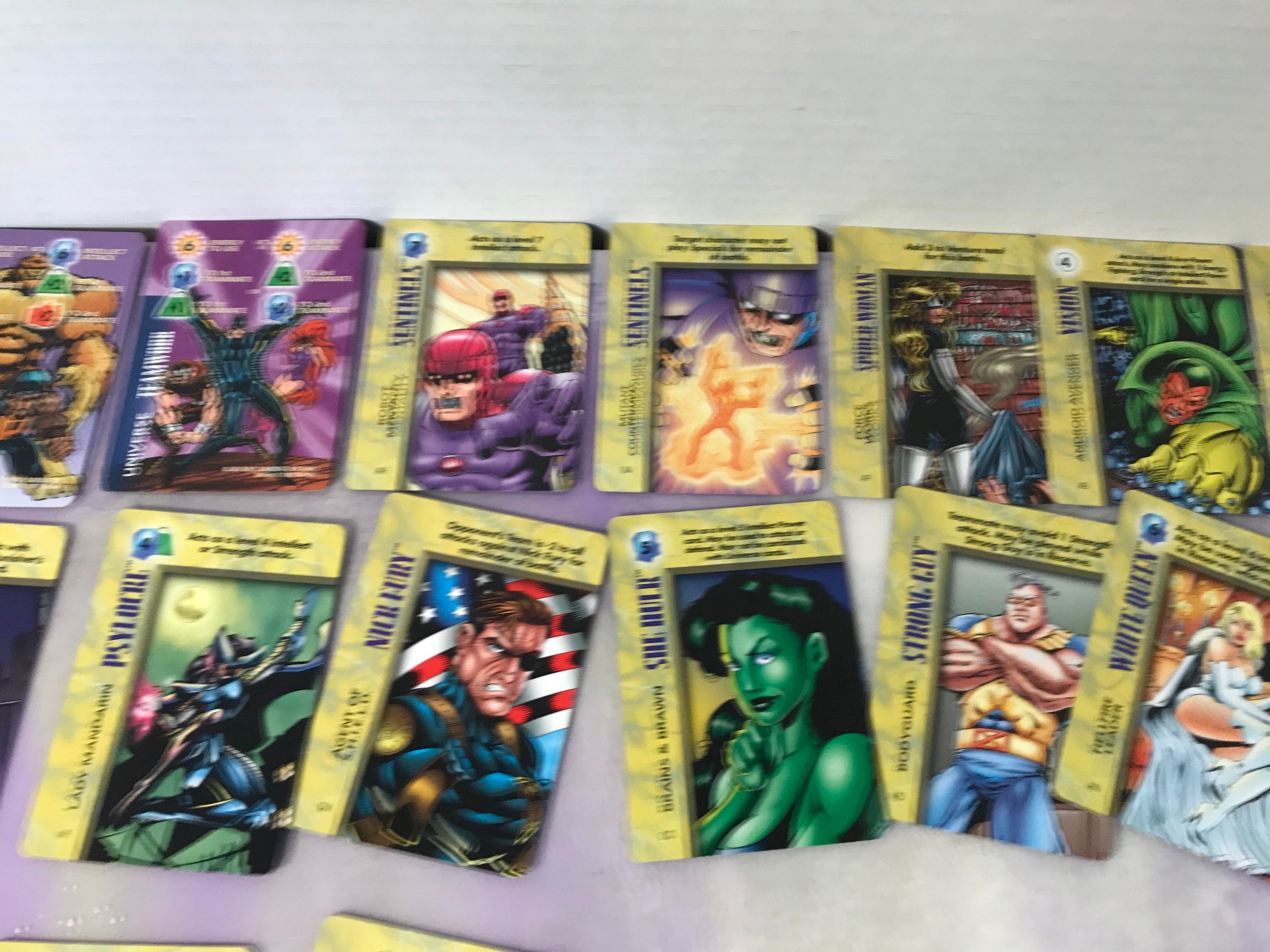 Vintage 1990s Marvel OVERPOWER Card Game 20 Card Mixed Lot - 1995