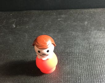 Vintage 1960er 70er Jahre Gebraucht Fischer-Preis Little People Kleines Mädchen Rot und Weiß Figur - Vintage Little People Schulfamilie Spielset Figur