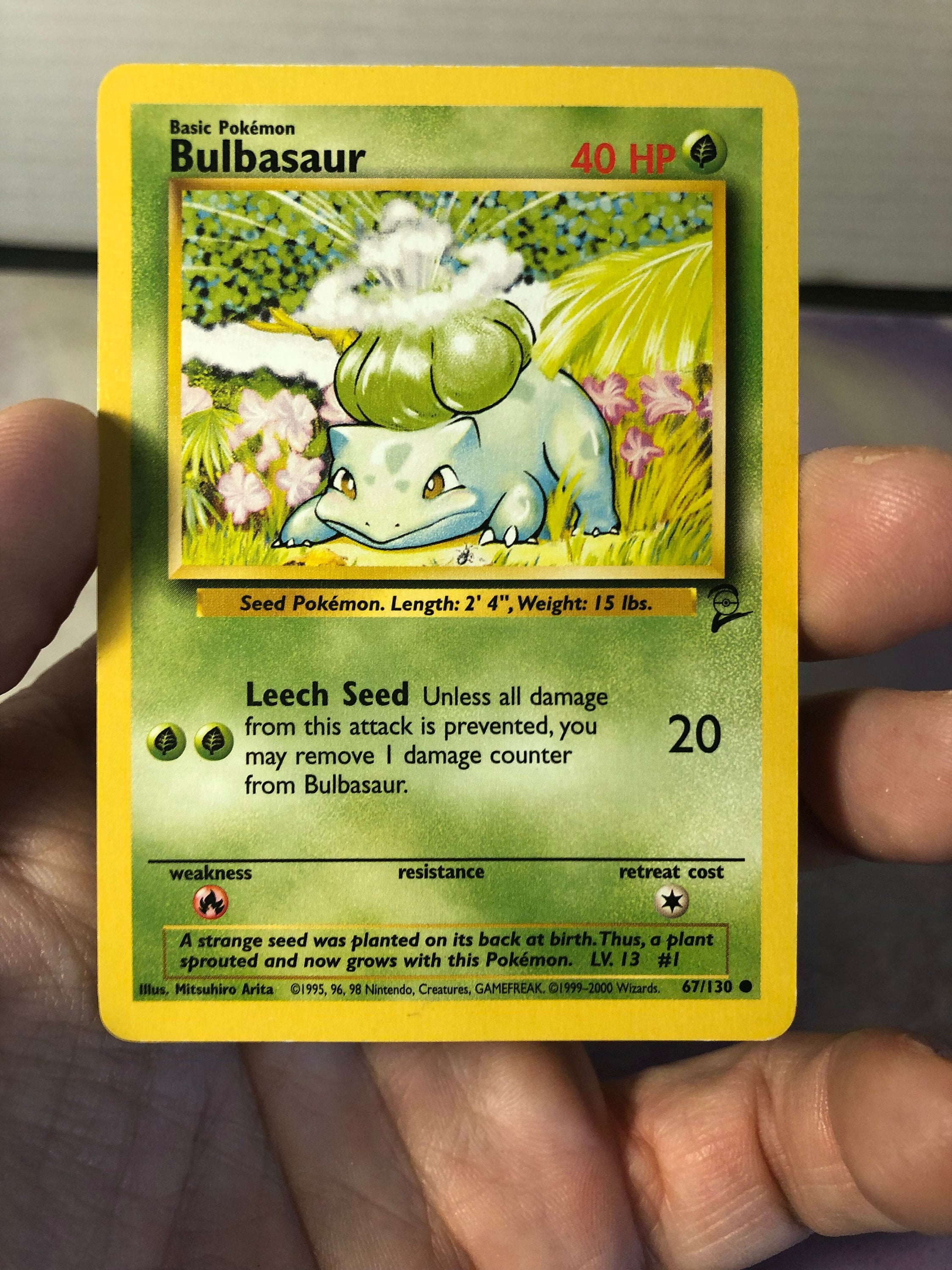 Vintage Pokemon Trading Card Game 1999 Bulbasaur 67/130 | Base Set 2 | Rare  NON-HOLO |pokemon WOTC - Used Played With - Etsy