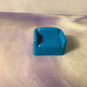 Vintage 1970&#39;s Arco Hong Kong Ltd Dollhouse Furniture - Blue Living Room Chair - Rare Vintage Toy Dollhouse Nostalgia