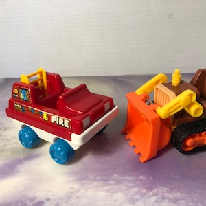 Vintage 1985  L&#39;il Playmates Construction Vehicle Lot Playmates Figure / Vehicle Lot - 80&#39;s Nostalgia