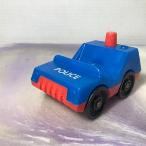 Vintage Fisher Price Little People 1960&#39;s 70&#39;s Fisher Price Blue Police Car- City/ Garage Playset, Little People 1 Seat Car