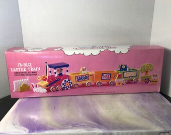 Vintage 1996 Sue Dreamer Holiday Workshop 13 Piece Wooden SPRING HAS SPRUNG Train - Brand New in Box