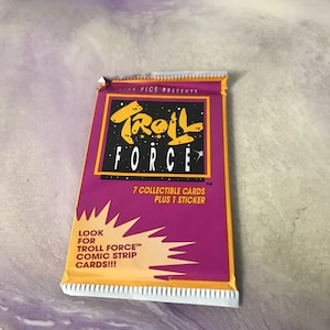 Vintage 1990's Troll Force Cartoon TV Show 1992 Trading Card Pack - Brand New Sealed - 90's Troll Nostalgia