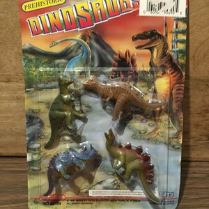 Vintage 1997 Manley Toys Prehistoric Dinosaurs PVC Dinosaur Figure 4 Pack - Brand New Unopened MOC - Awesome 90&#39;s Dinosaur Nostalgia Lot 16