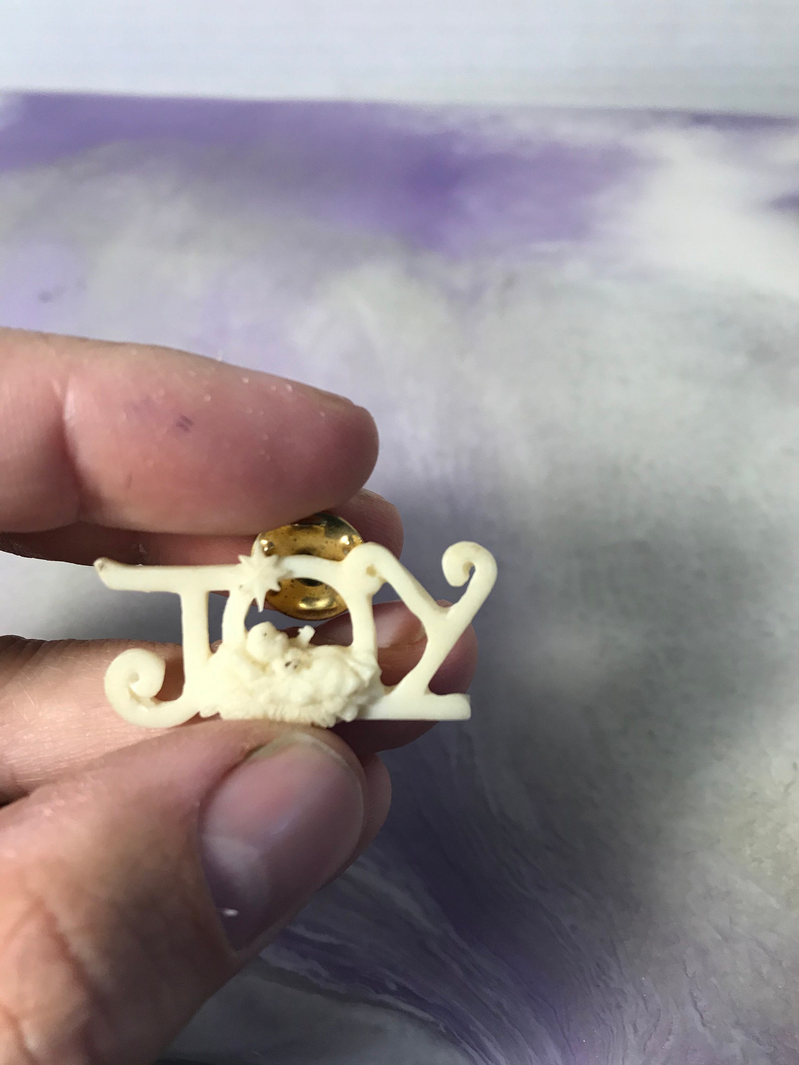 Vintage JOY Christmas Themed Lapel Pin Rare Vintage Etsy