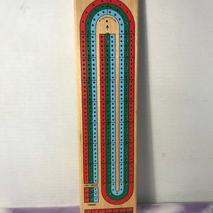 Vintage Triple Track Cribbage Board - With Pegs - 70&#39;s Cribbage Board - Board Game Fun