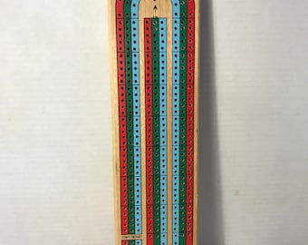 Vintage Triple Track Cribbage Board - With Pegs - 70's Cribbage Board - Board Game Fun