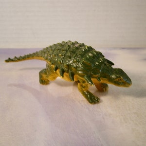 Vintage 1990s Ankylosaurus- (Green / Yellow) - Made in China Dinosaur Figure / Cake Topper - 90&#39;s Awesome Nostalgia