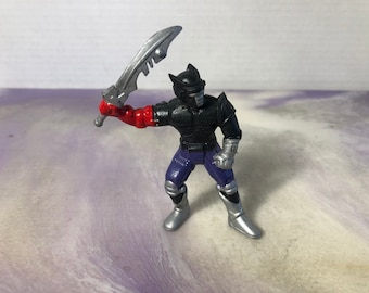 Vintage Knock Off PVC MMPR Black Ranger Made in China Figure / Cake Topper - Rare Vintage 90's Power Rangers Toy Figure