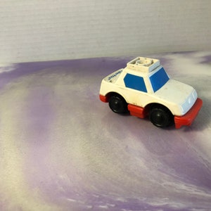 Vintage Fisher Price 90s White and Red Car , City Playset, Fisher Price Car Toy