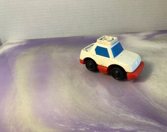 Vintage Fisher Price 90s White and Red Car , City Playset, Fisher Price Car Toy