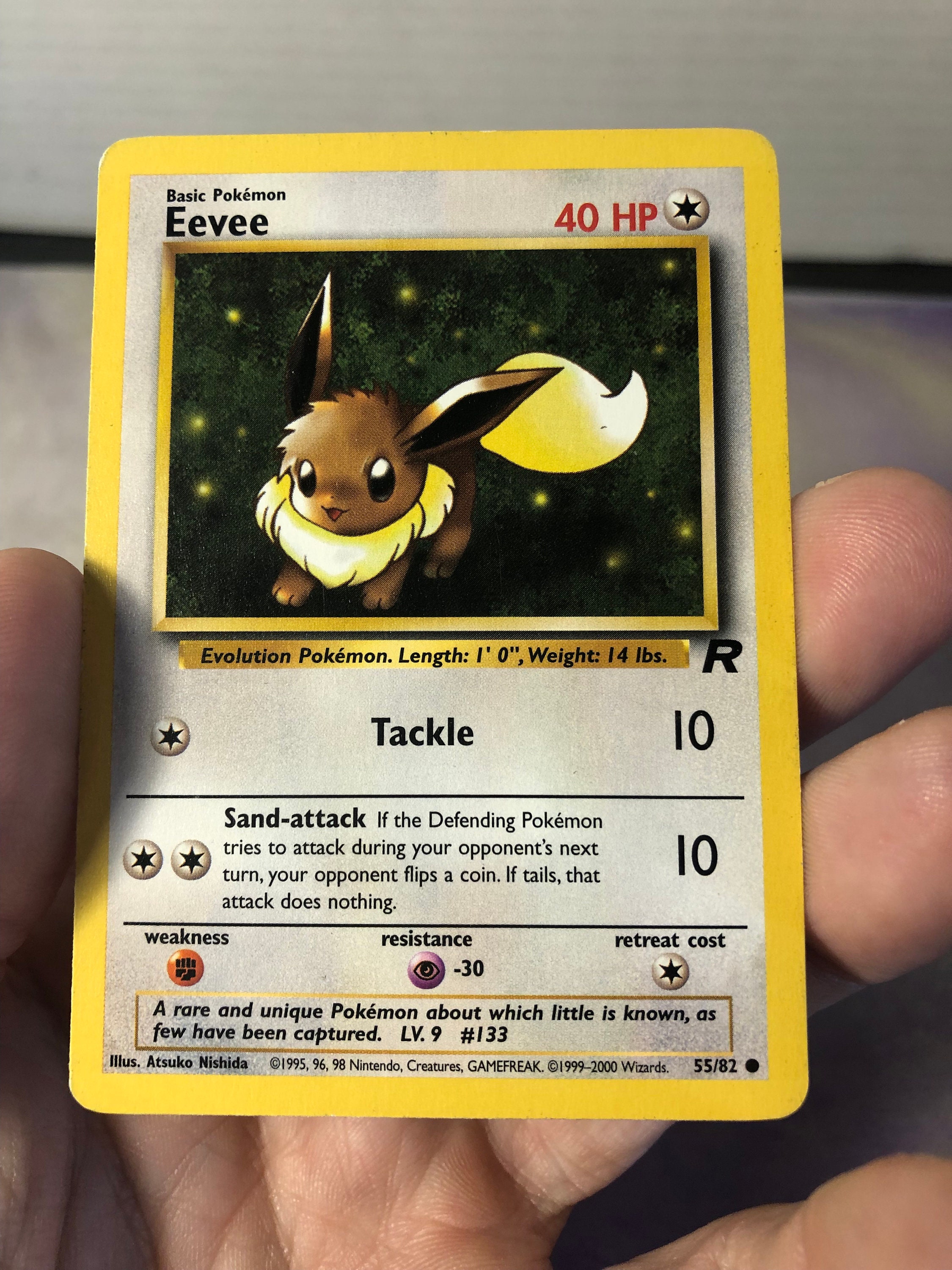 eevee basic pokemon card value Vintage Pokemon Trading Card Game 1999 Eevee 55/82 | Team Rocket Returns |  Rare NON-HOLO |pokemon WOTC - Used Played With