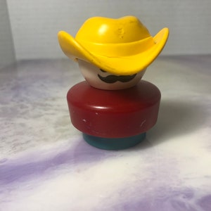 Vintage 1990s Fisher Price Little People Chubby Figure - Cowboy Yellow Hat, 90&#39;s Little People Figure!