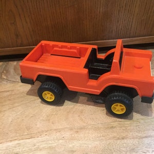 Vintage Fisher Price #316 Orange Husky Helpers Truck Pickup Utility Vehicle - Vintage Fisher Price Nostalgia