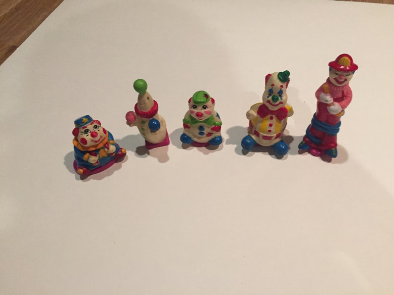 Vintage Clowns Lot of 5 Cake Topper 1991 Figure ToyCake Topper