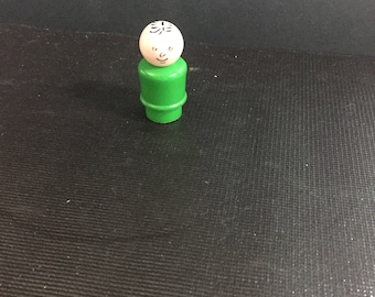 Vintage 1960's 70's Used Fisher Price Little People Boy Green Body Figure - Vintage Little People School Family Playset Figure