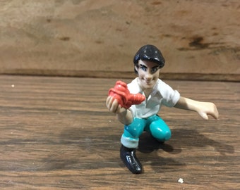 Vintage Disney The Little Mermaid PRINCE ERIC holding Sebastian Figure PVC Cake Topper Rare Vintage Toy! Fun Vintage Toy!