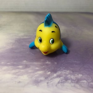 Vintage The Little Mermaid Figure PVC FLOUNDER Cake Topper - Rare Vintage Little Mermaid Cake Topper
