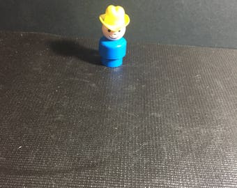 Vintage 1960's 70's Used Fisher Price Little People Cowboy With Hat Figure - Vintage Little People School Western Playset Figure