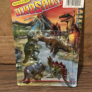 Vintage 1997 Manley Toys Prehistoric Dinosaurs PVC Dinosaur Figure 4 Pack - Brand New Unopened MOC - Awesome 90&#39;s Dinosaur Nostalgia