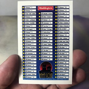 May include: A trading card set featuring characters from the Batman and Robin animated series. The card set includes characters such as Batman, Robin, The Joker, Poison Ivy, and Catwoman. The cards are numbered from 1 to 64.