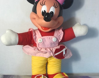 Rare Vintage Walt Disney  Minnie Mouse Plush Stuffed Animal - Vintage Mickey Mouse Nostalgia