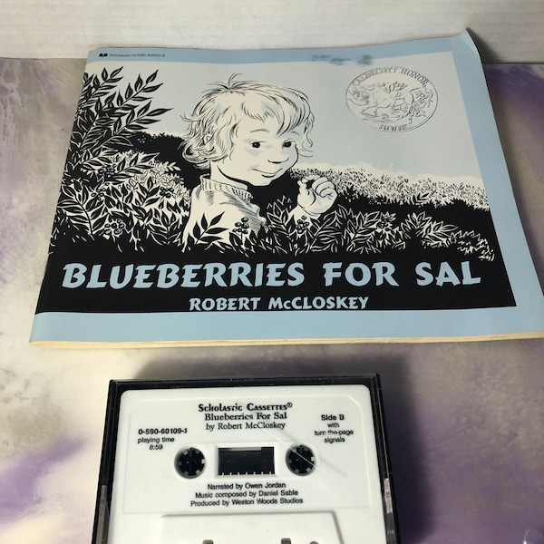 Vintage Blueberries for Sal - Robert McCloskey - Book and Tape Combo -    Vintage 1980's Childrens Book