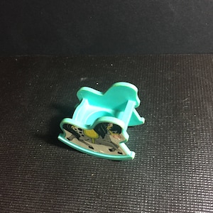 Vintage 1960's 70's Used Fisher Price Little People Light Blue Baby Rocking Horse - Vintage Little People Family Accessory