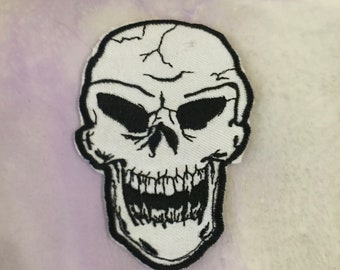 Vintage Skull Embroidered Iron ON Patch for Clothes Arm Badge - Super Cool Skeleton Skull Styled Patch