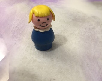 Vintage 1960er 70er Jahre Gebraucht Fischer Preis Little People Blonde Girl Blue Outfit Figur - Vintage Little People City Spielset Figur Lot 3